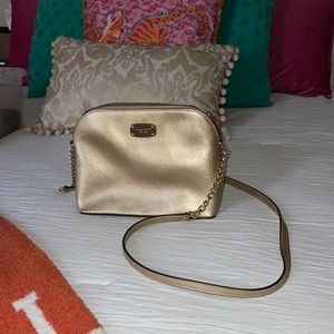 Michael Kors Gold Logo Champagne Cross Body Bag Chain